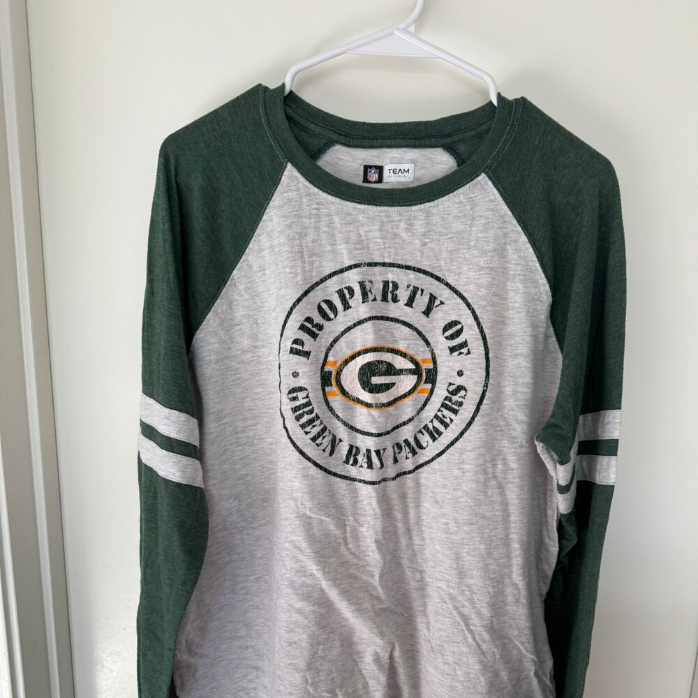 Green Bay Packers Long Sleeve Tee | Size Large | Raglan Style